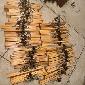 20 Pack Wooden Pants Hangers  Clips Non Slip Skirt Hangers Trouser Natural EUC